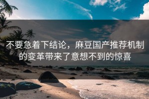不要急着下结论，麻豆国产推荐机制的变革带来了意想不到的惊喜