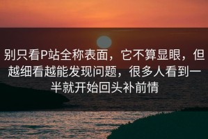 别只看P站全称表面，它不算显眼，但越细看越能发现问题，很多人看到一半就开始回头补前情