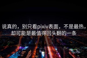 说真的，别只看pixiv表面，不是最热，却可能是最值得回头翻的一条
