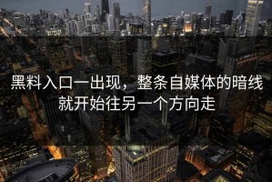 黑料入口一出现，整条自媒体的暗线就开始往另一个方向走