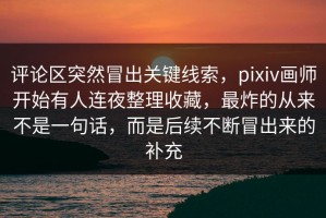 评论区突然冒出关键线索，pixiv画师开始有人连夜整理收藏，最炸的从来不是一句话，而是后续不断冒出来的补充