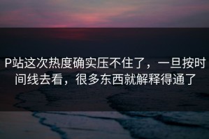 P站这次热度确实压不住了，一旦按时间线去看，很多东西就解释得通了