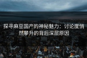 探寻麻豆国产的神秘魅力：讨论度悄然攀升的背后深层原因