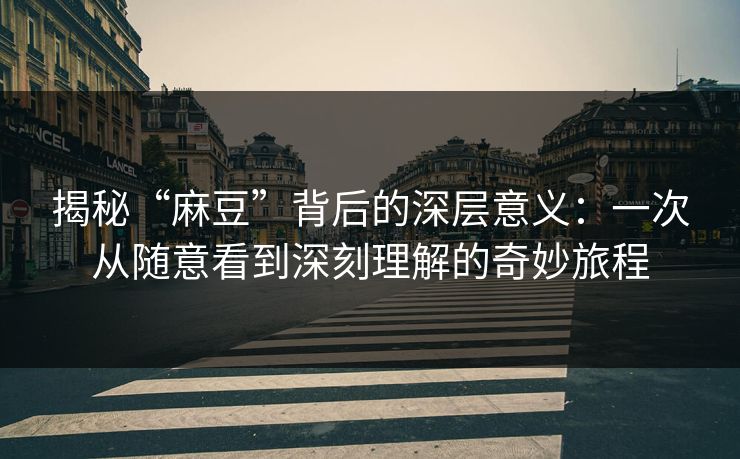 揭秘“麻豆”背后的深层意义：一次从随意看到深刻理解的奇妙旅程