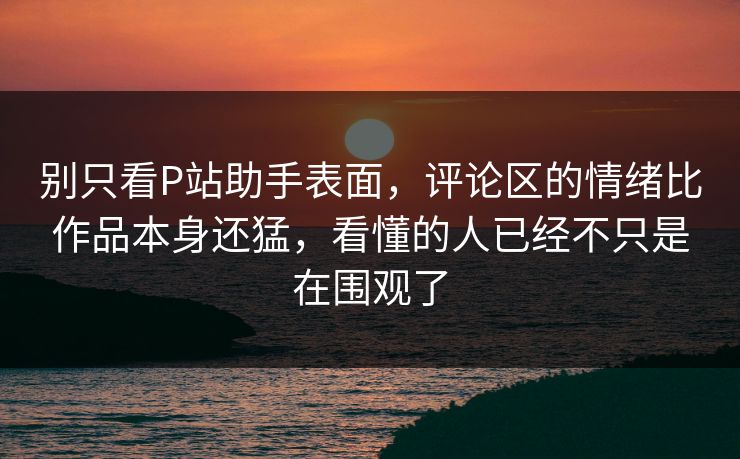 别只看P站助手表面，评论区的情绪比作品本身还猛，看懂的人已经不只是在围观了